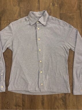 Eton Dress Shirt Mens Small Blue  Slim Fit Luxury Cotton Button Up